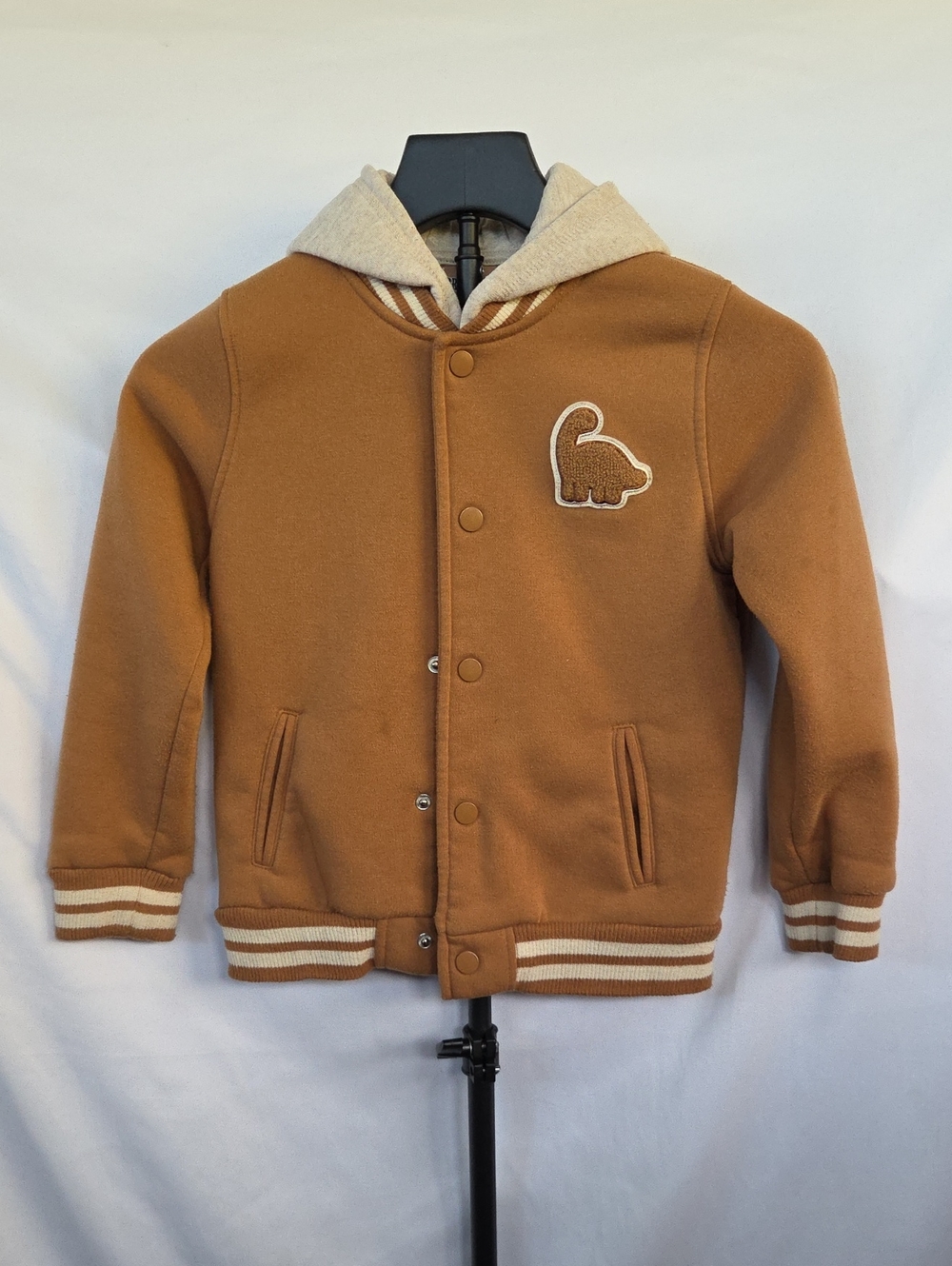 Brooklyn Boys Kid's Brown Hooded Varsity Jacket